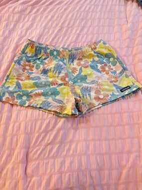Patagonia Floral Print Shorts in Blue, Yellow, Pink